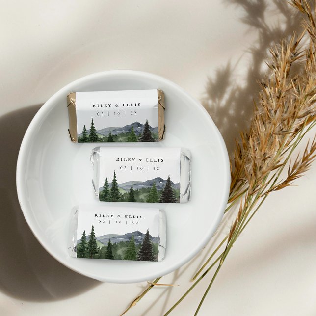 Timberline | Watercolor Mountain Forest Wedding Hershey's Miniatures (Creator Uploaded)