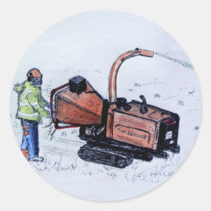 Timberwolf wood chipper classic round sticker