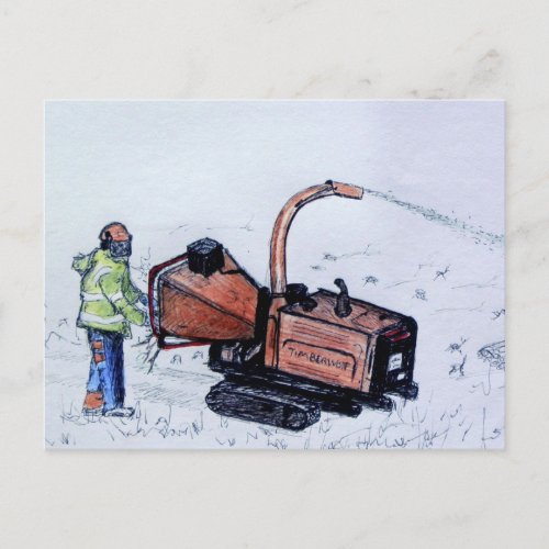 Timberwolf wood chipper postcard