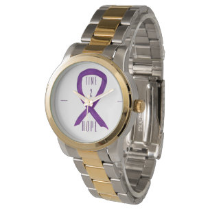 Time 2 Hope Purple Awareness Ribbon Wrist Watch