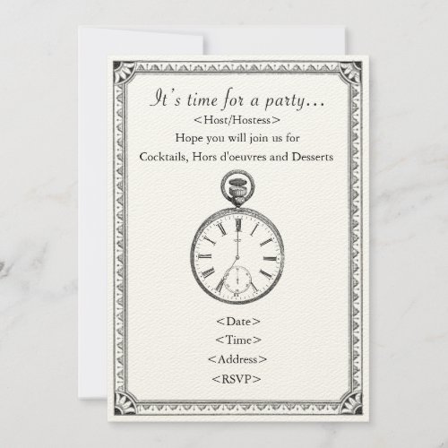 Time and Clock Themed Party Invitation