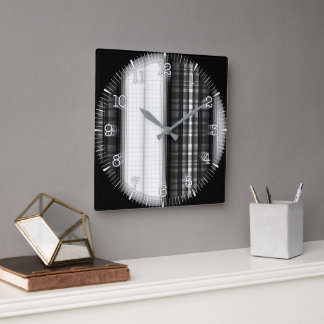 Time and illustrated art on your wall. square wall clock