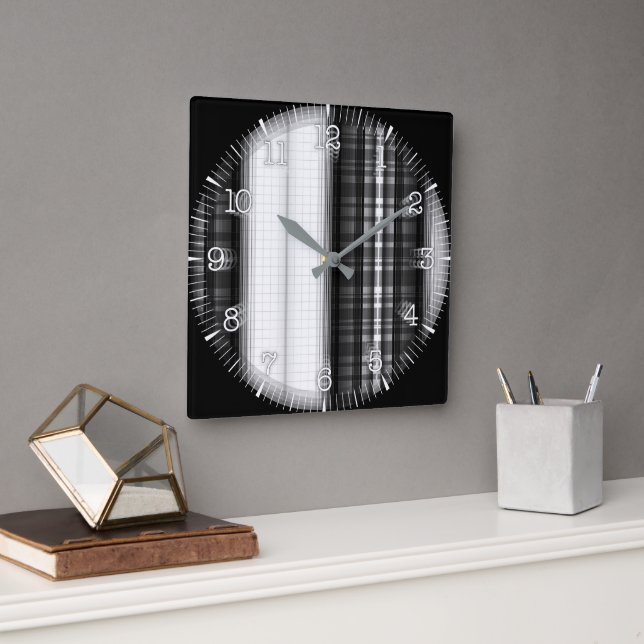 Time and illustrated art on your wall. square wall clock (Office)