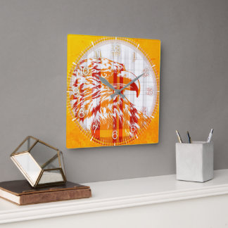 Time and illustrated art on your wall. square wall clock