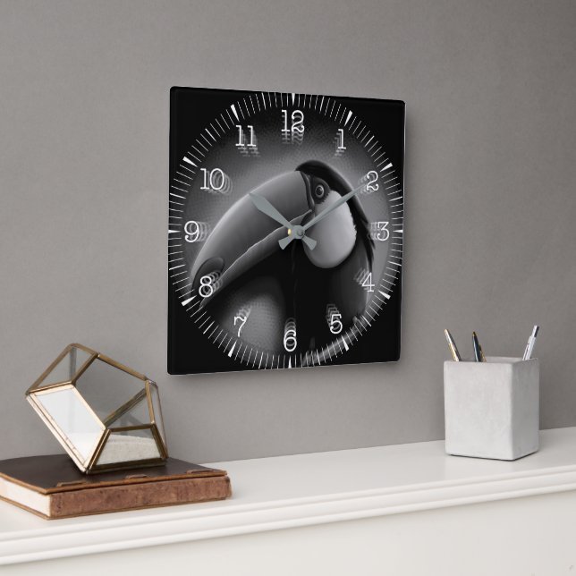 Time and illustrated art on your wall. square wall clock (Office)