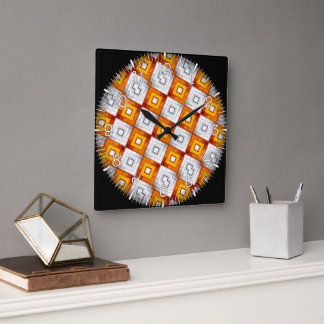 Time and illustrated art on your wall. square wall clock
