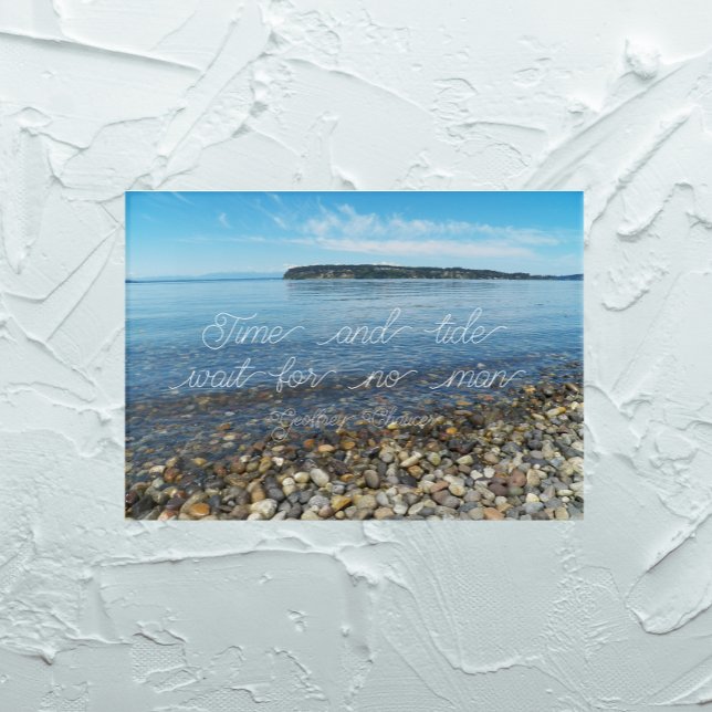 Time and Tide Geoffrey Chaucer Quote Seascape Acrylic Print (In Situ)