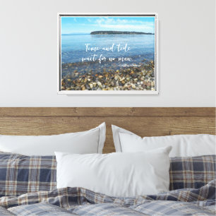 Time and Tide Geoffrey Chaucer Quote Seascape Canvas Print