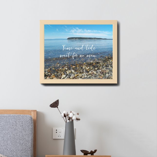Time and Tide Geoffrey Chaucer Quote Seascape Framed Art (Bedside)