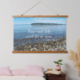 Time and Tide Geoffrey Chaucer Quote Seascape Hanging Tapestry