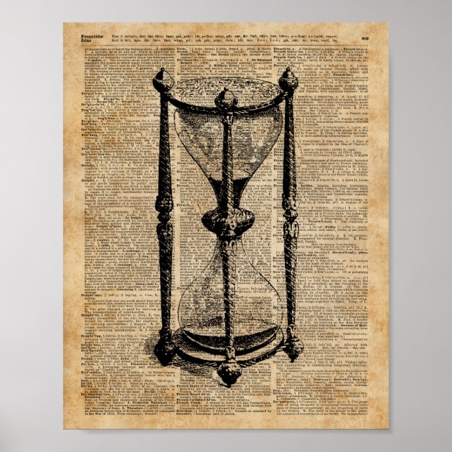 Time,antique Hourglass,sandglas Vintage Book Page Poster (Front)