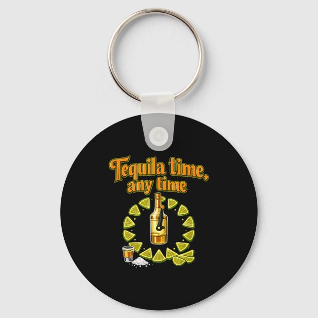 Time any time party crew lime clock design Time an Keychain (Front)