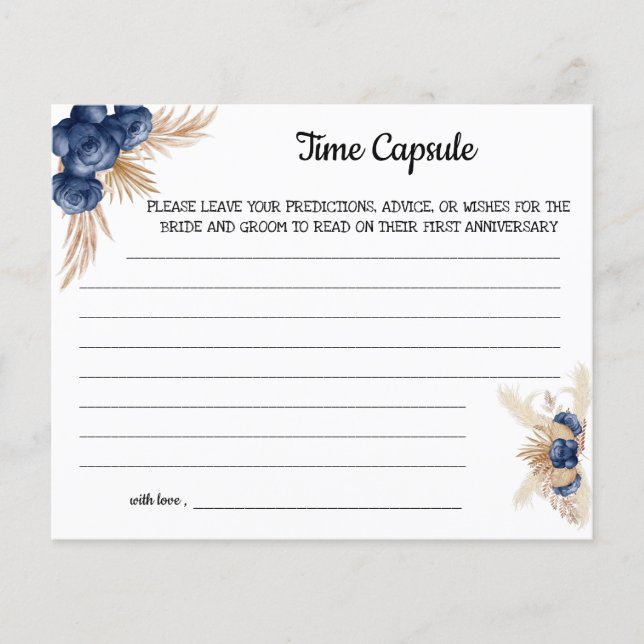 Time Capsule Advice BlueFlowers Bridal Shower Card Flyer (Front)
