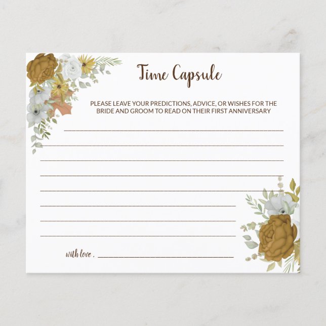 Time Capsule Advice Boho Autumn Bridal Shower Card Flyer (Front)