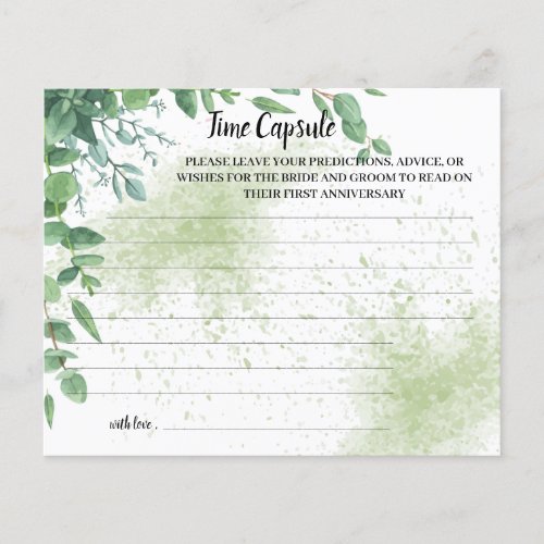 Time Capsule Advice Eucalyputs Bridal Shower Card Flyer