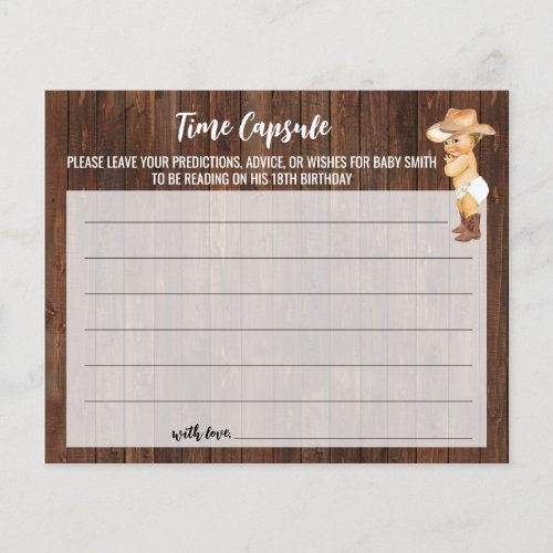 Time Capsule Advice for Baby Cowboy Shower Card Flyer