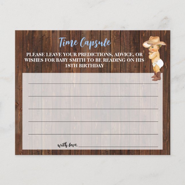 Time Capsule Advice for Baby Cowboy Shower Card Flyer (Front)