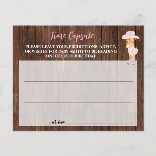 Time Capsule Advice for Baby Cowgirl Shower Card Flyer (Front)