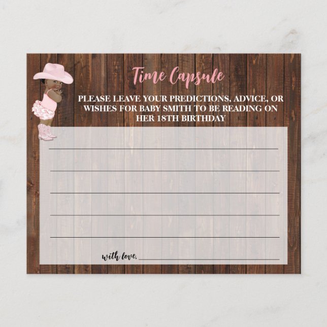 Time Capsule Advice for Baby Cowgirl Shower Card Flyer (Front)