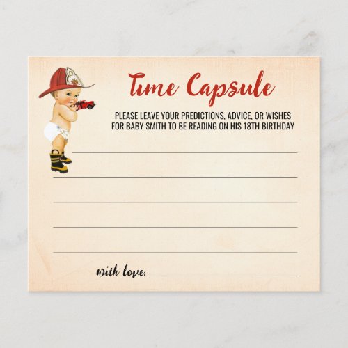 Time Capsule Advice for Baby Firefighter Shower Flyer