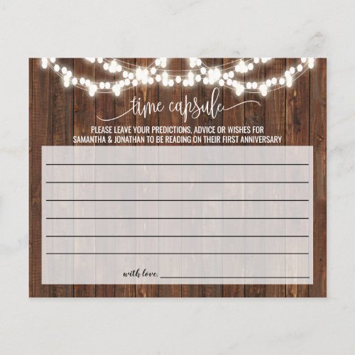 Time Capsule Advice for Couple Shower Rustic Card Flyer