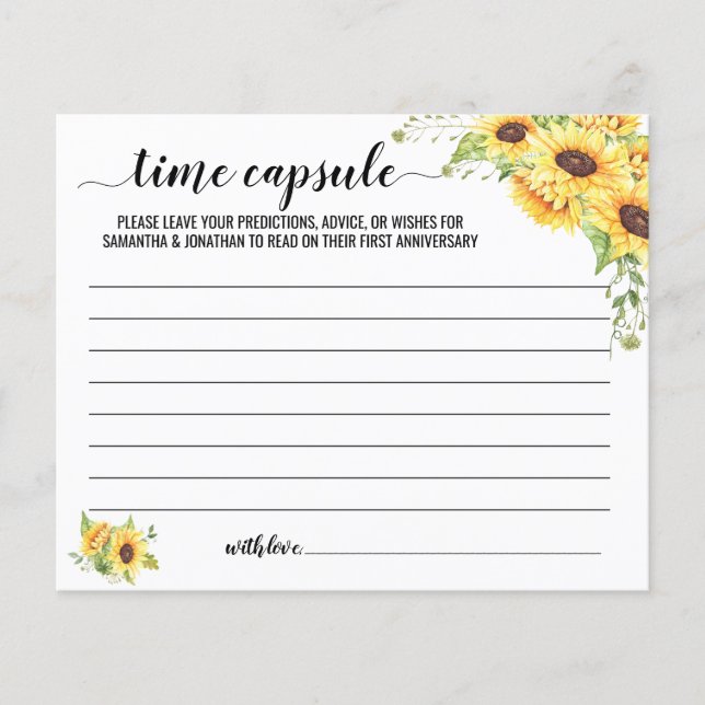 Time Capsule Advice for Couple Sunflowers Card Flyer (Front)