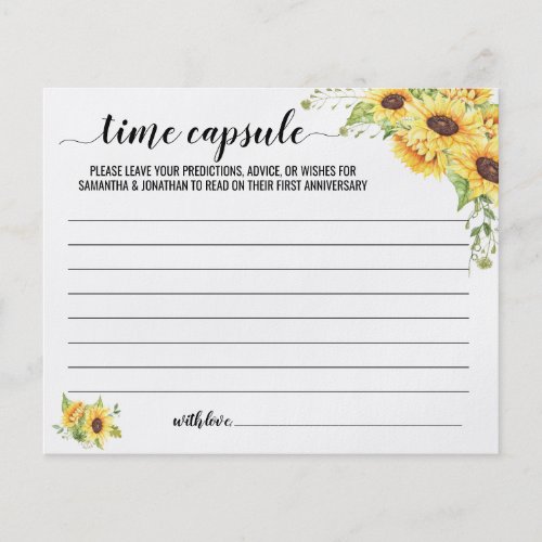 Time Capsule Advice for Couple Sunflowers Card Flyer