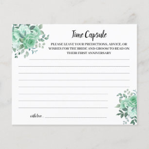 Time Capsule Advice Green Roses Bridal Shower Card Flyer