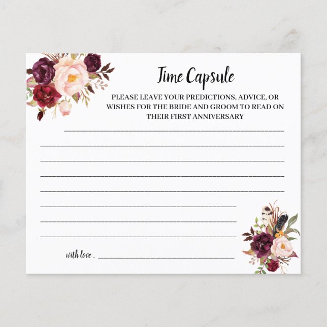 Time Capsule Advice Marsala Bridal Shower Card Flyer (Front)
