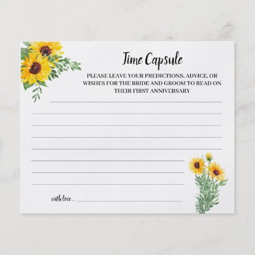 Time Capsule Advice Sunflowers Bridal Shower Card Flyer