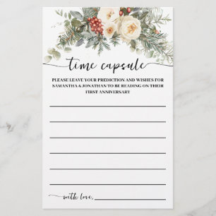 Time Capsule Advice Winter Bridal Shower Game Card Flyer