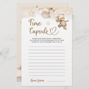 Time Capsule Baby Bear Baby Shower Game
