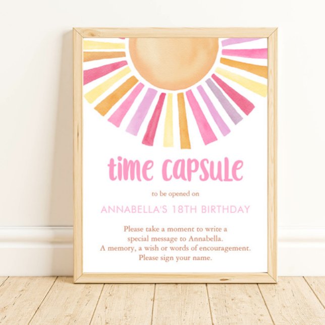 Time capsule Boho sunshine sun girls 1st birthday Poster (Creator Uploaded)
