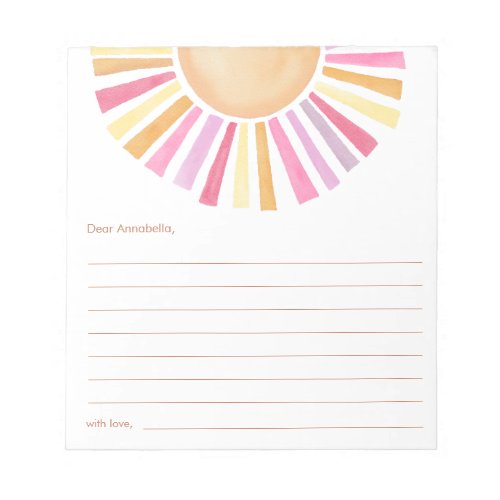 Time capsule Boho sunshine sun yellow pink Notepad