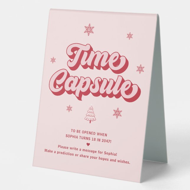 Time Capsule Christmas Baby Shower Game Table Tent (Front)