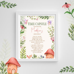 Time Capsule Fairy Enchanted Forest 1st Birthday Poster