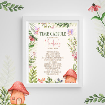 Time Capsule Fairy Enchanted Forest 1st Birthday Poster by SleepyKoala at Zazzle