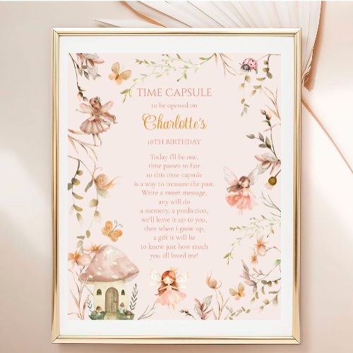 Time Capsule Fairy Mushroom Cottage Boho Birthday Poster