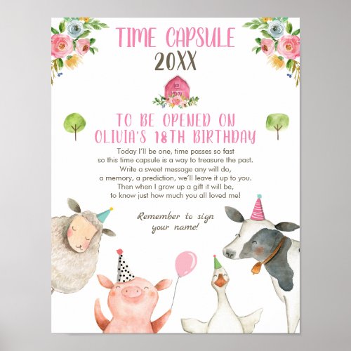 Time Capsule Farm Birthday Girl Barn Guestbook 
