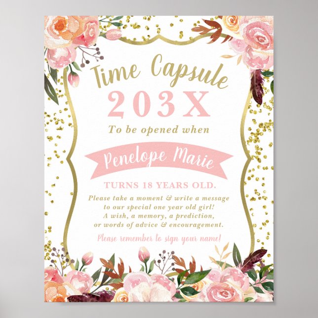 Time Capsule First Birthday Sign (Front)