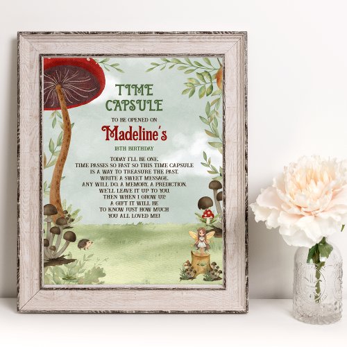 Time Capsule Forest Fairy First Magic One Birthday Poster