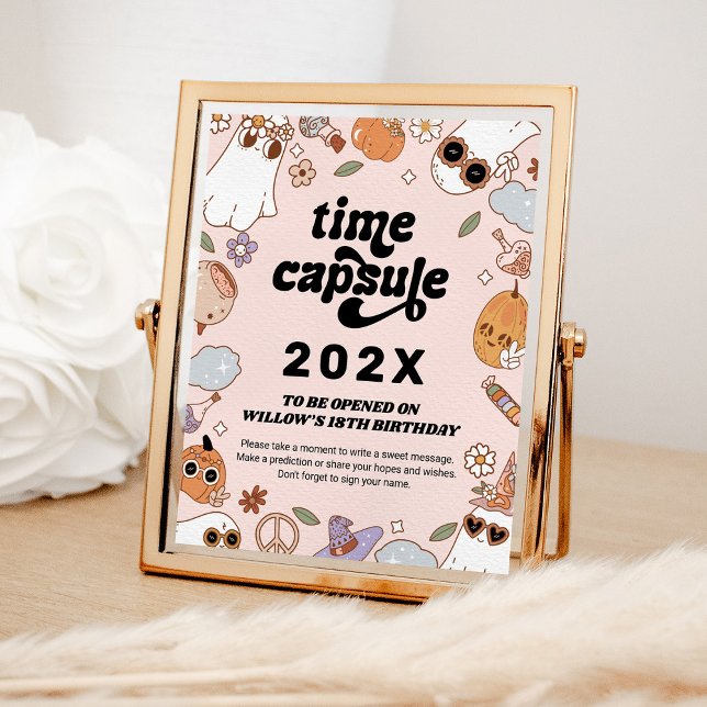 Time Capsule Groovy Spooky Halloween Birthday Poster (Creator Uploaded)