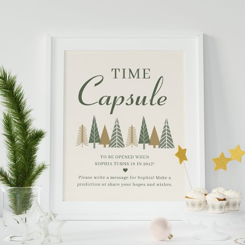 Time Capsule Modern Christmas 1st birthday  Poster