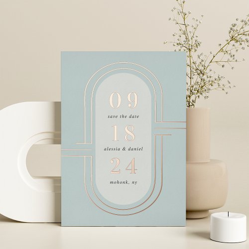 Time Capsule  Modern Deco Foil Save the Date Card