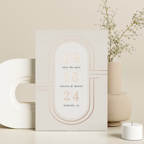 Time Capsule  Modern Deco Foil Save the Date Card