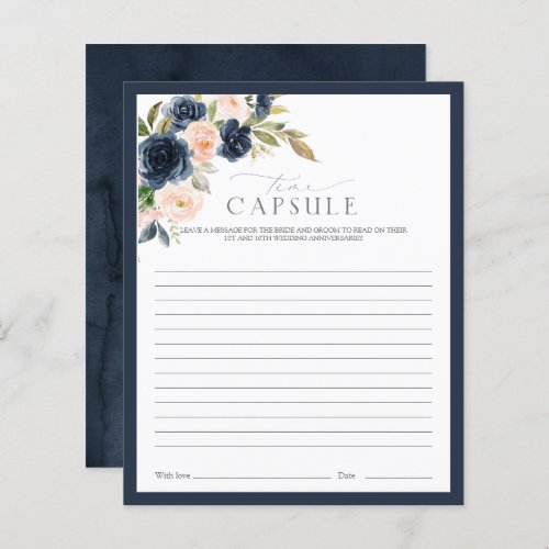 Time Capsule Navy Blue  Blush Floral Shower Game