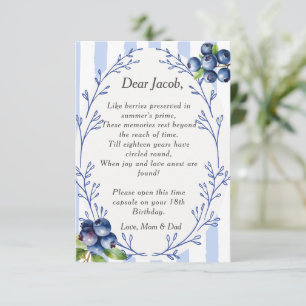 Time Capsule Poem Blueberry Letter note Invitation