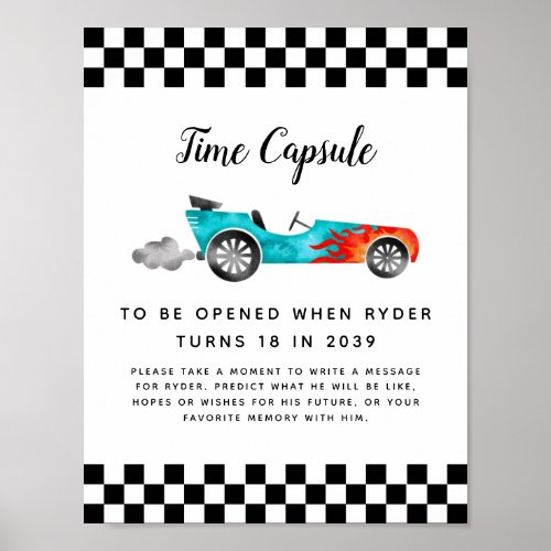 Time Capsule Sign  Boy Race Car Birthday Party