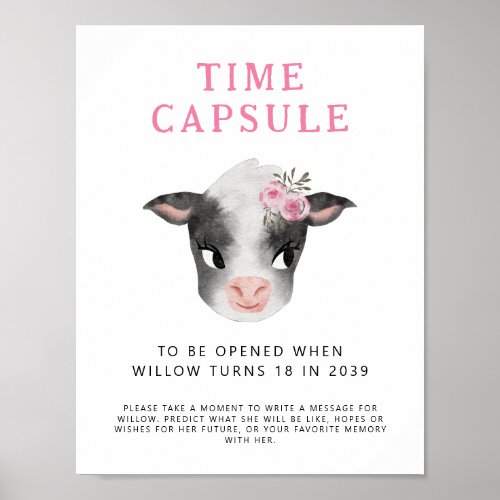 Time Capsule Sign  Cow Girl Birthday Party