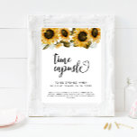 Time Capsule Sign | Sunflower Birthday Party<br><div class="desc">Rustic time capsule sign for your child's floral theme birthday party! It's a time capsule poster sign for a birthday activity to write down a memory or hope for the birthday girl so he can open and read them when he turns 18. Features watercolor illustration of yellow sunflowers with baby's...</div>